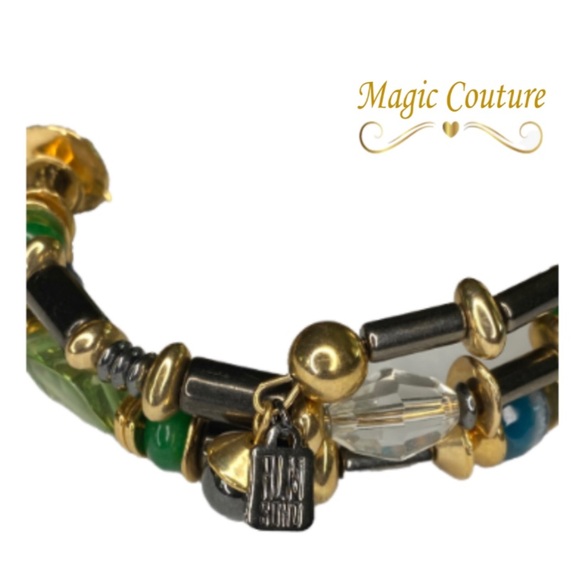 ❌SOLD❌ NWT Robert Lee Morris Wrap Around Beaded Bracelet 💙🖤💚 - Picture 2 of 4